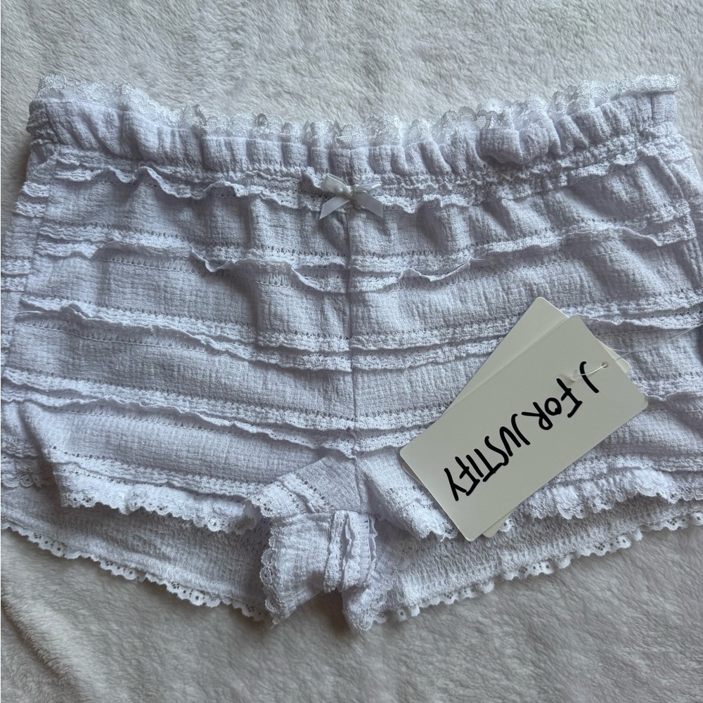 J for Justify White High Waist Ruffle Shorts